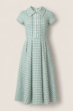 Amber Dress in Sage Gingham