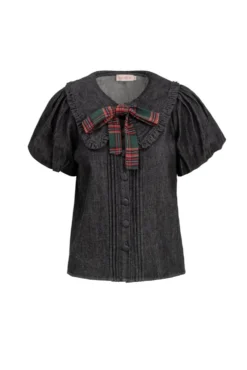 Andrea Blouse in Black Denim