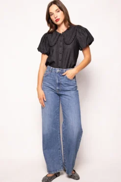Andrea Blouse in Black Denim