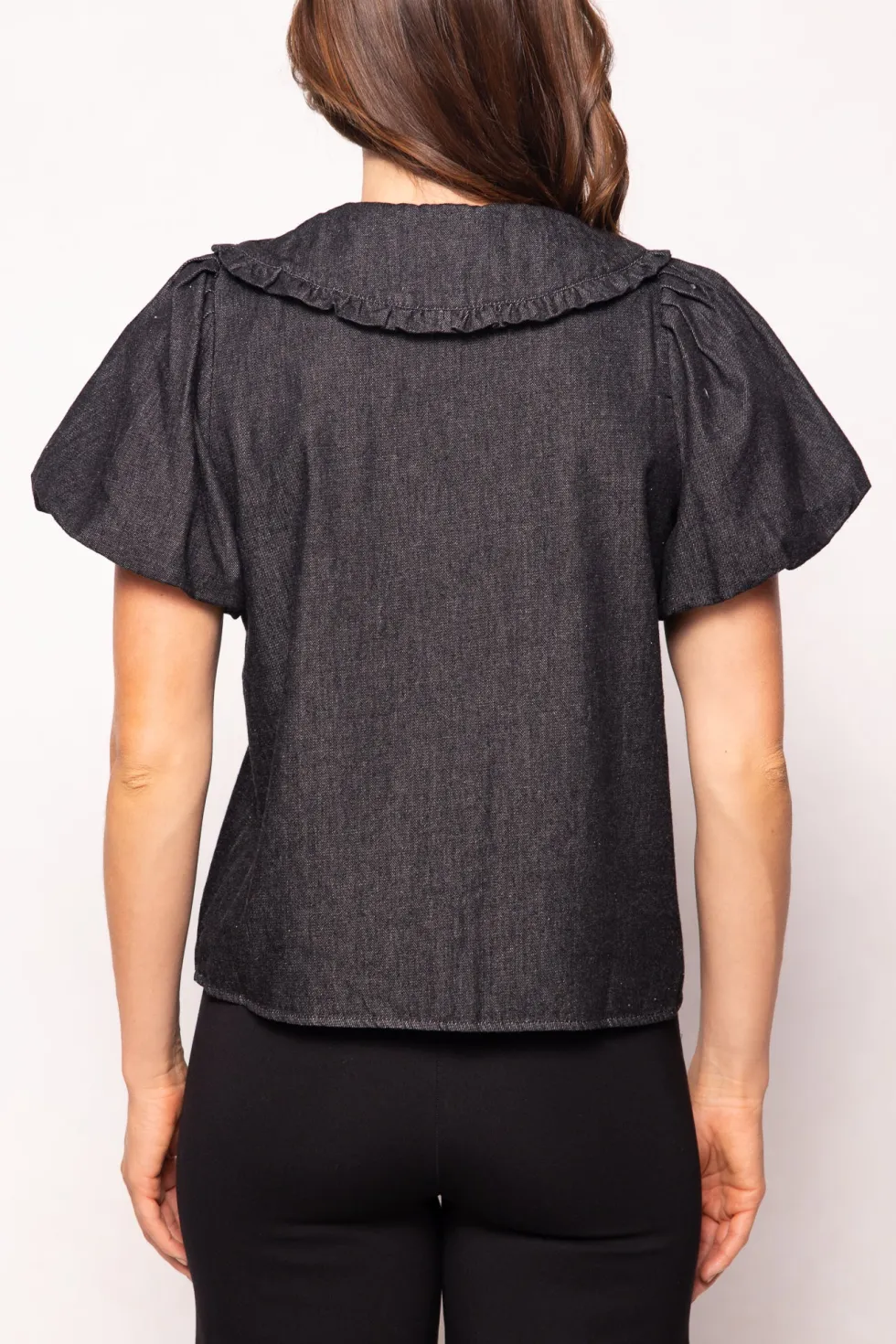 Andrea Blouse in Black Denim