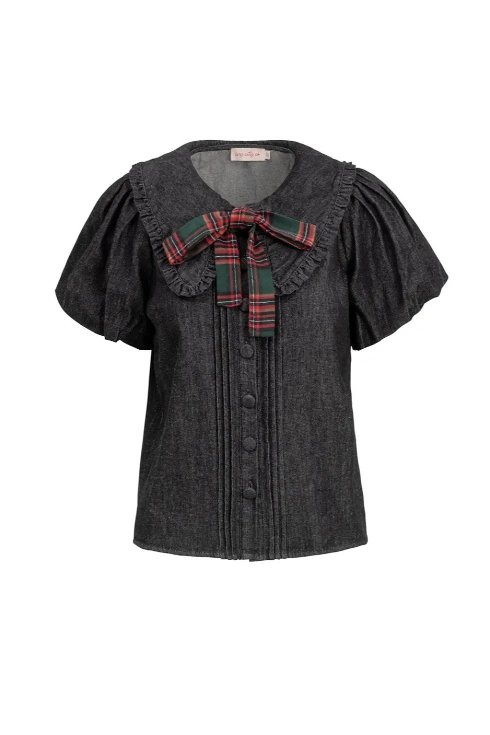 Andrea Blouse in Black Denim