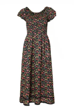 Annalise Dress in Obsidian Vintage Poppies