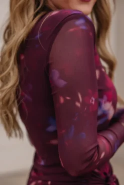Aubriella Dress in Burgundy Floral
