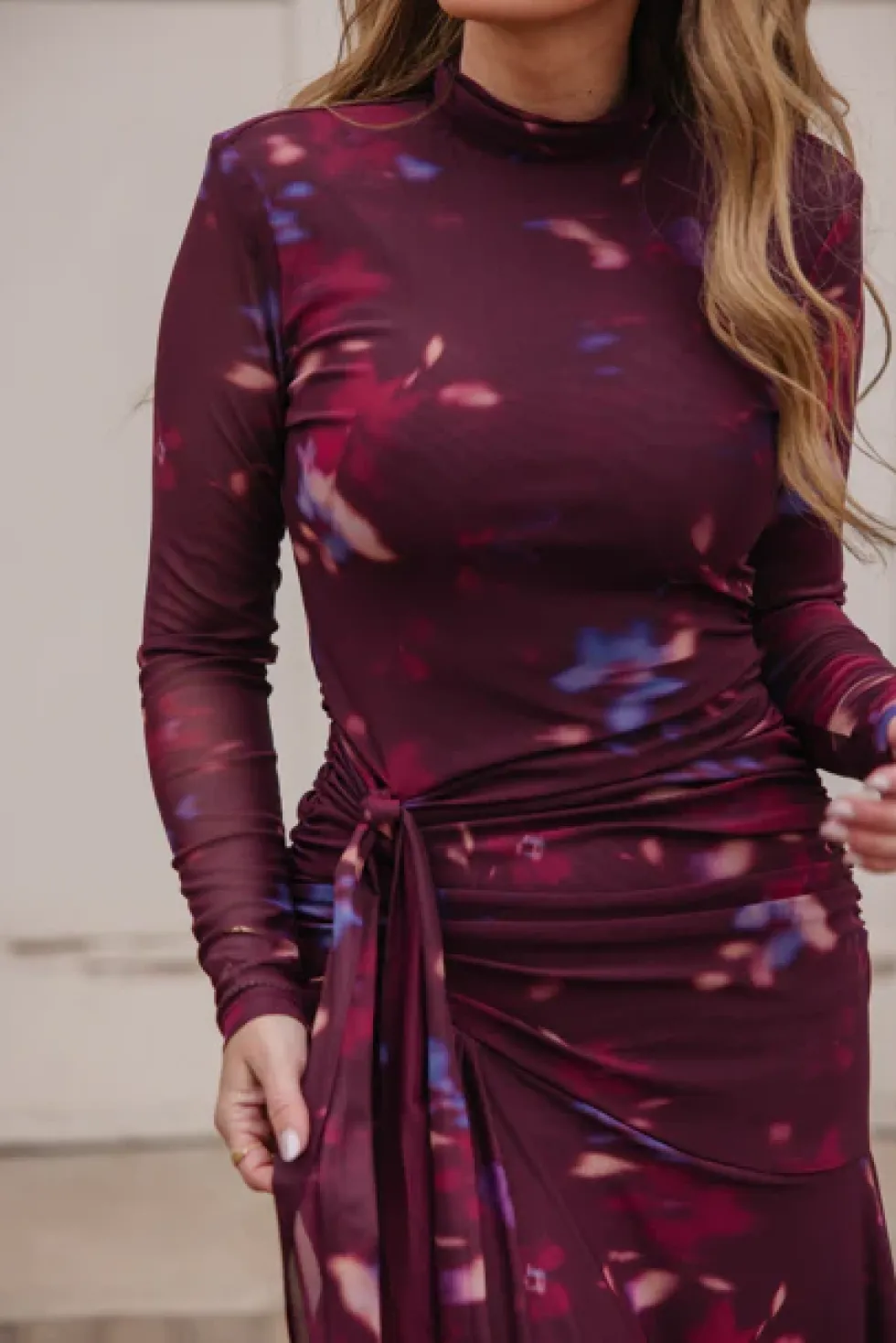 Aubriella Dress in Burgundy Floral