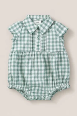 Baby Amber Romper in Sage Gingham
