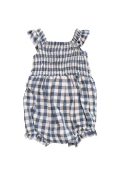Baby Hailey Romper in Indigo Gingham