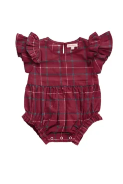 Baby Hattie Romper in Burgundy Plaid