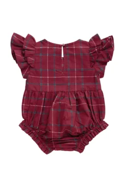 Baby Hattie Romper in Burgundy Plaid