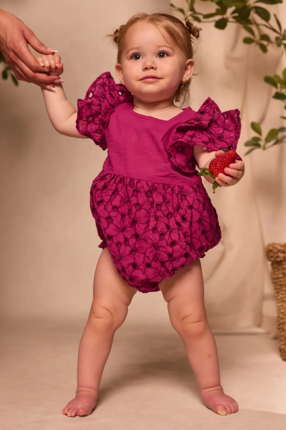 Baby Hattie Romper in Magenta