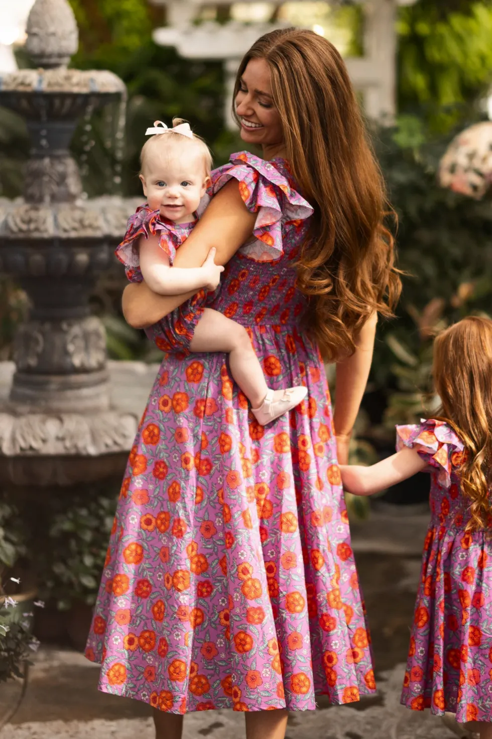 Baby Hattie Romper in Thistle Flower Poppy Woodblock