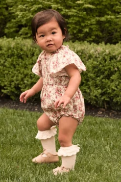 Baby Jovie Romper in Ivory Heritage Rose