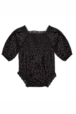 Baby Madeline Romper in Black Ditsy Floral