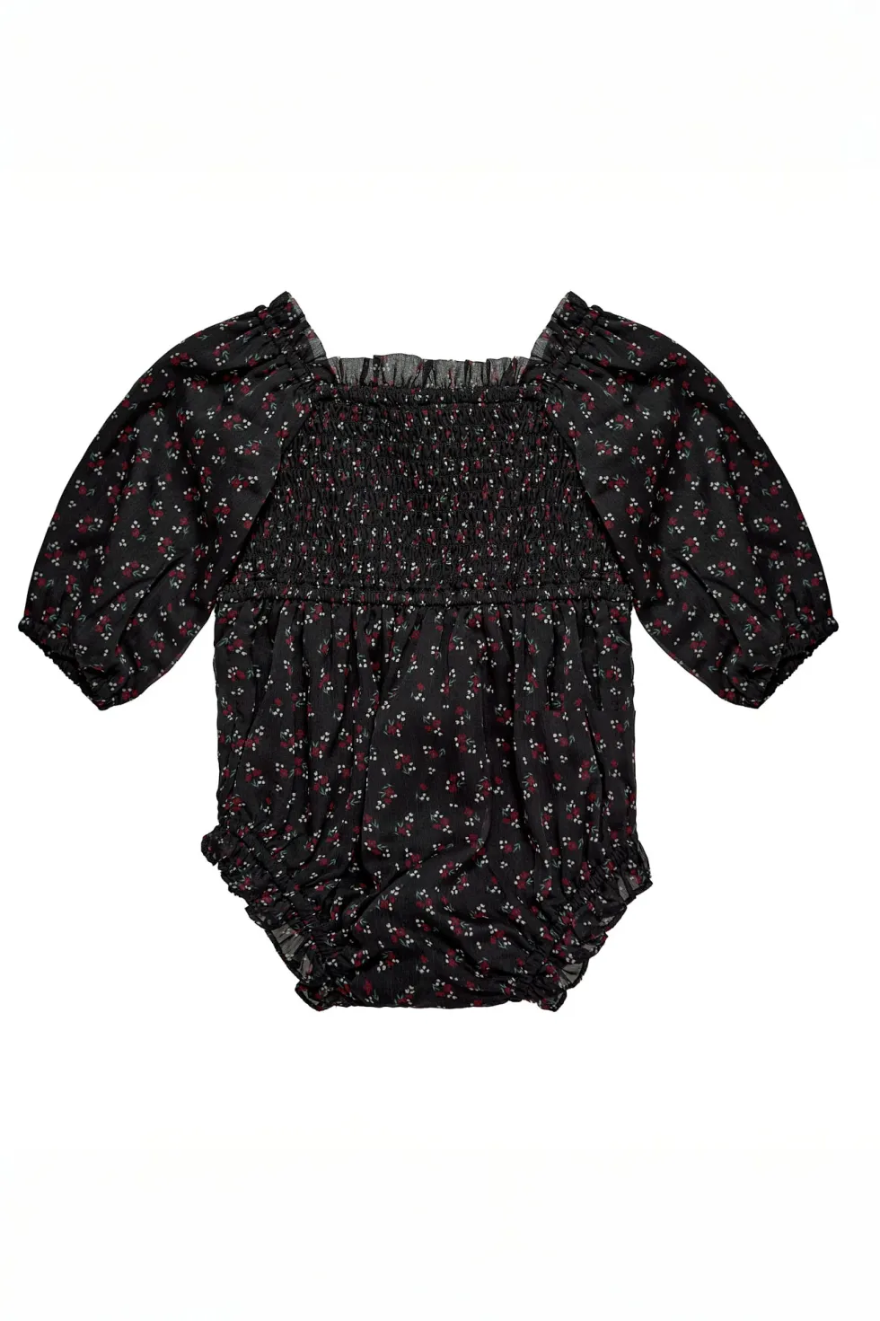 Baby Madeline Romper in Black Ditsy Floral