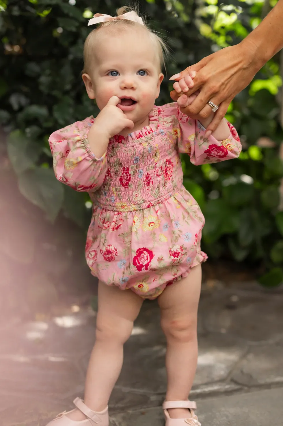 Baby Madeline Romper in Pink Vintage Poppies