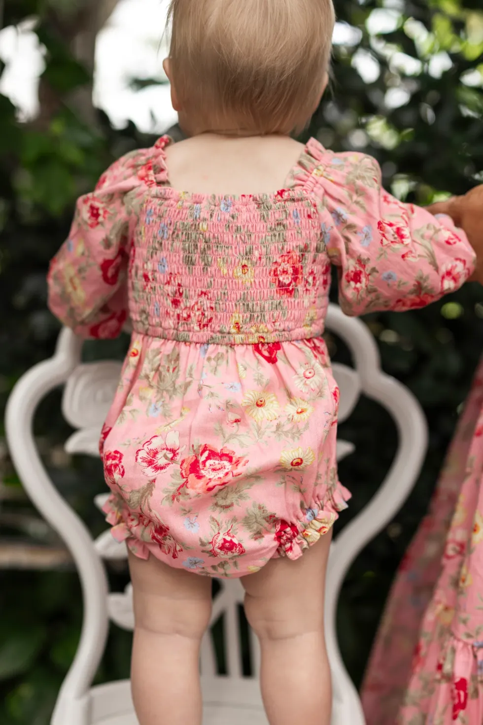 Baby Madeline Romper in Pink Vintage Poppies