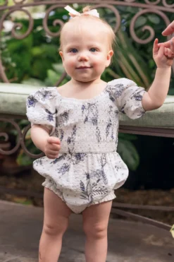 Baby Roselyn Romper in Blue Enchanted Floral