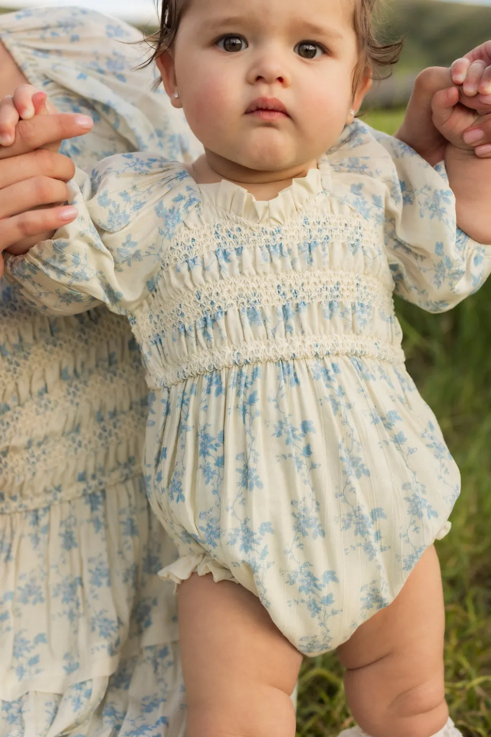 Baby Roselyn Romper in Ivory Porcelain Fleur