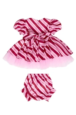 Baby Scottie Dress Set in Candy Cane Stripes