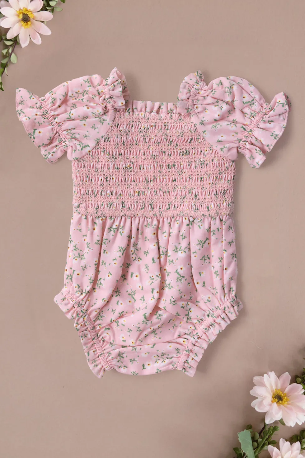 Baby Valencia Romper in Pink Ditsy Floral