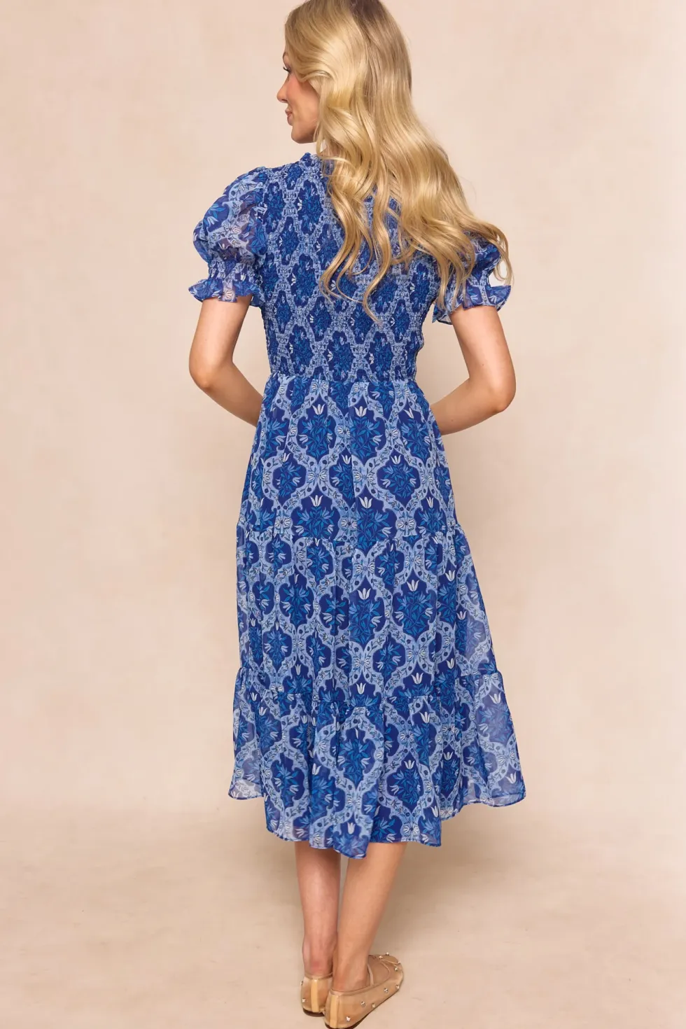 Cordelia Dress in Trellis Foulard