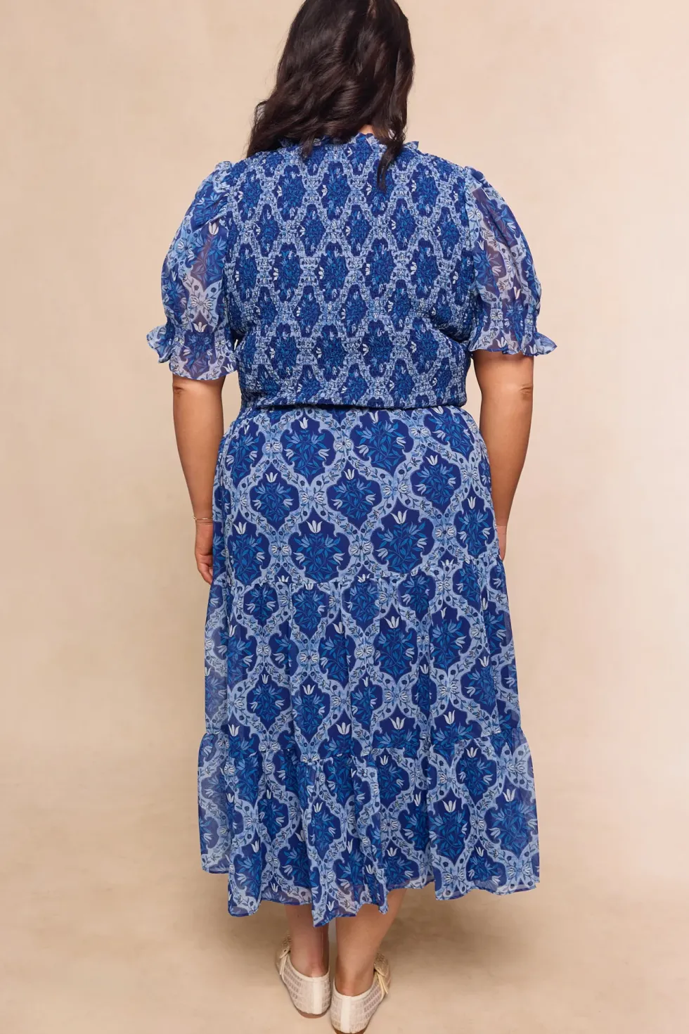 Cordelia Dress in Trellis Foulard