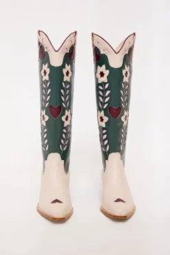 Dakota Boot in Green & Cream