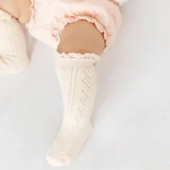 Fancy Lace-Top Knee-High Socks in Vanilla