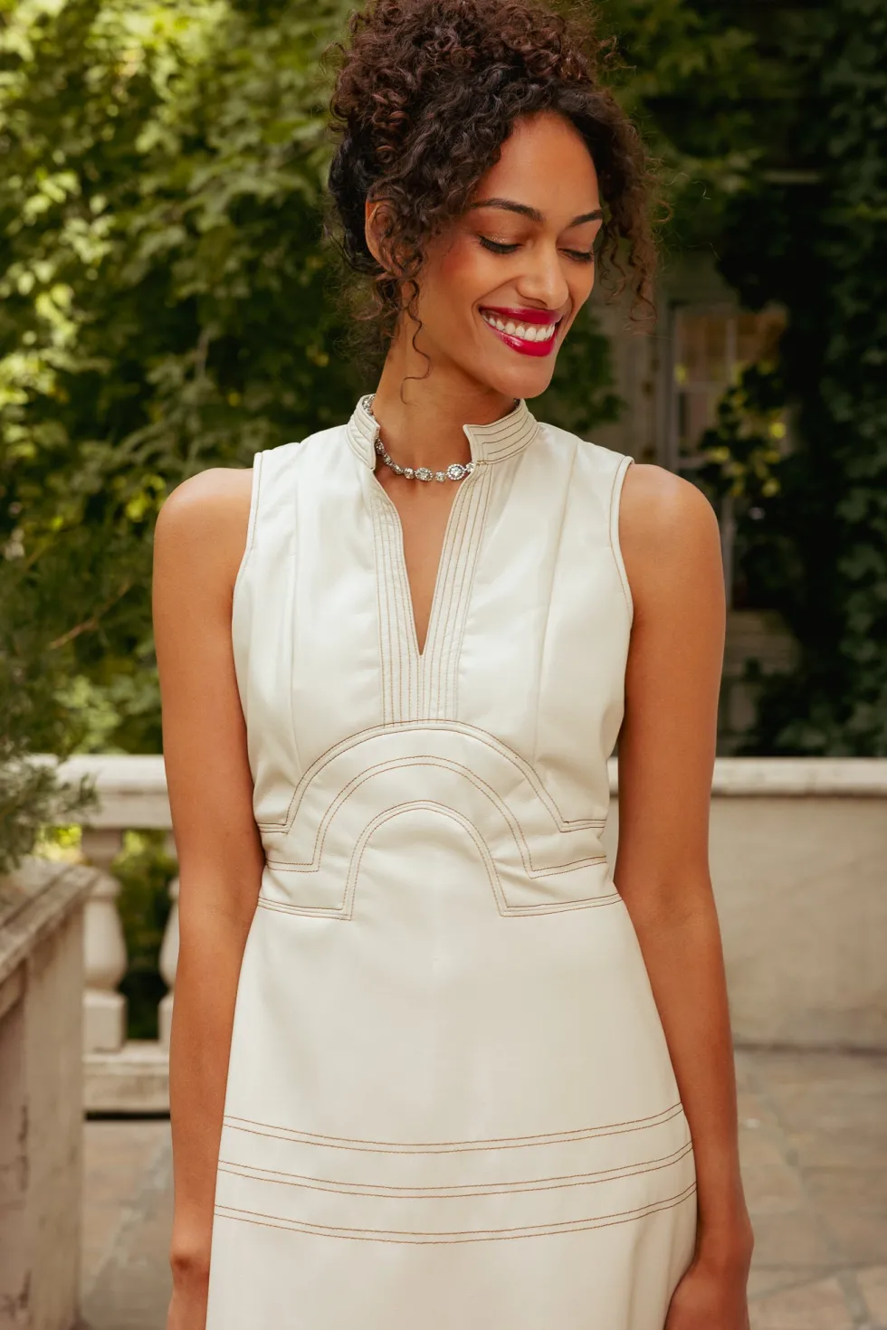 Faye Dress in Cream Vegan Leather