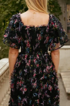 Florentina Dress in Obsidian Garden