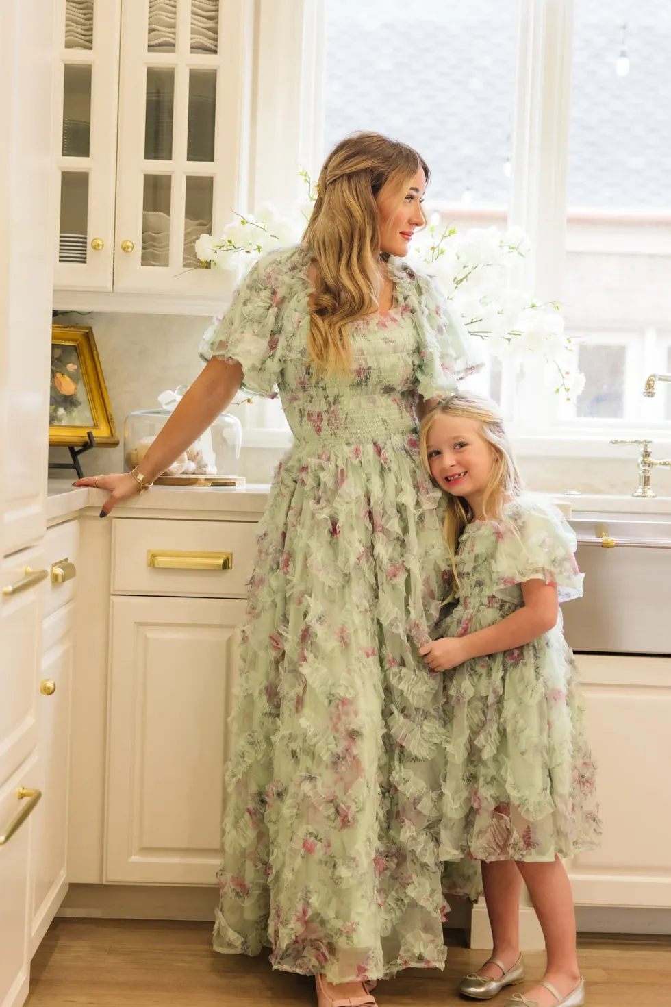 Florentina Dress in Pistachio Aquarelle Fleur