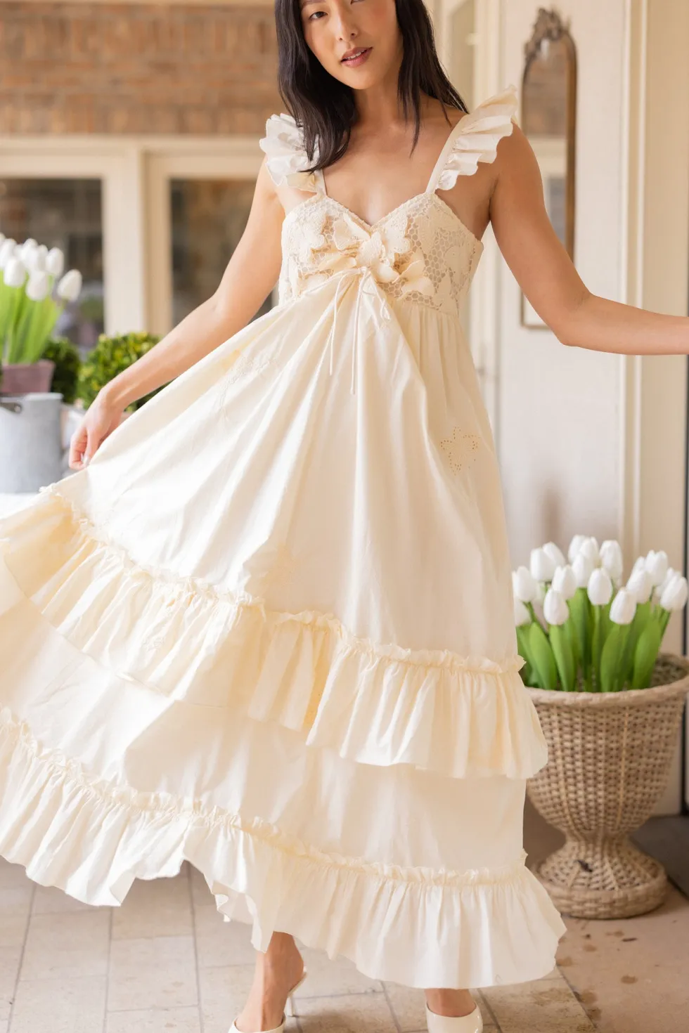 Gaia Butterfly Dress in Ivory