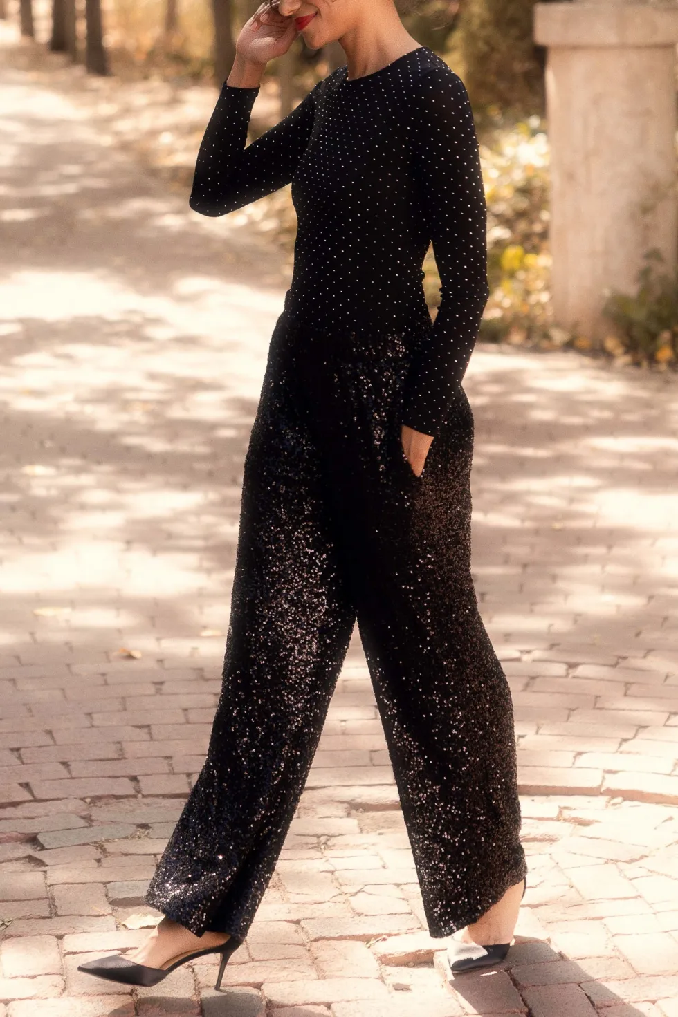Gloria Pants in Black Sequin