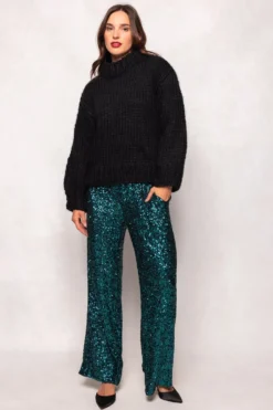 Gloria Pants in Emerald Sequin