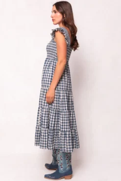 Hailey Dress in Indigo Gingham