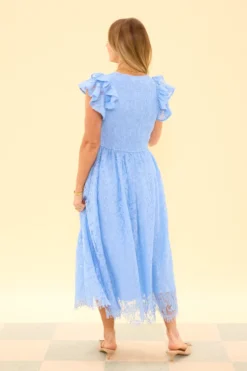 Hattie Dress in Cornflower Blue Lace