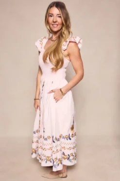 Hattie Dress in Embroidered Spring Floral