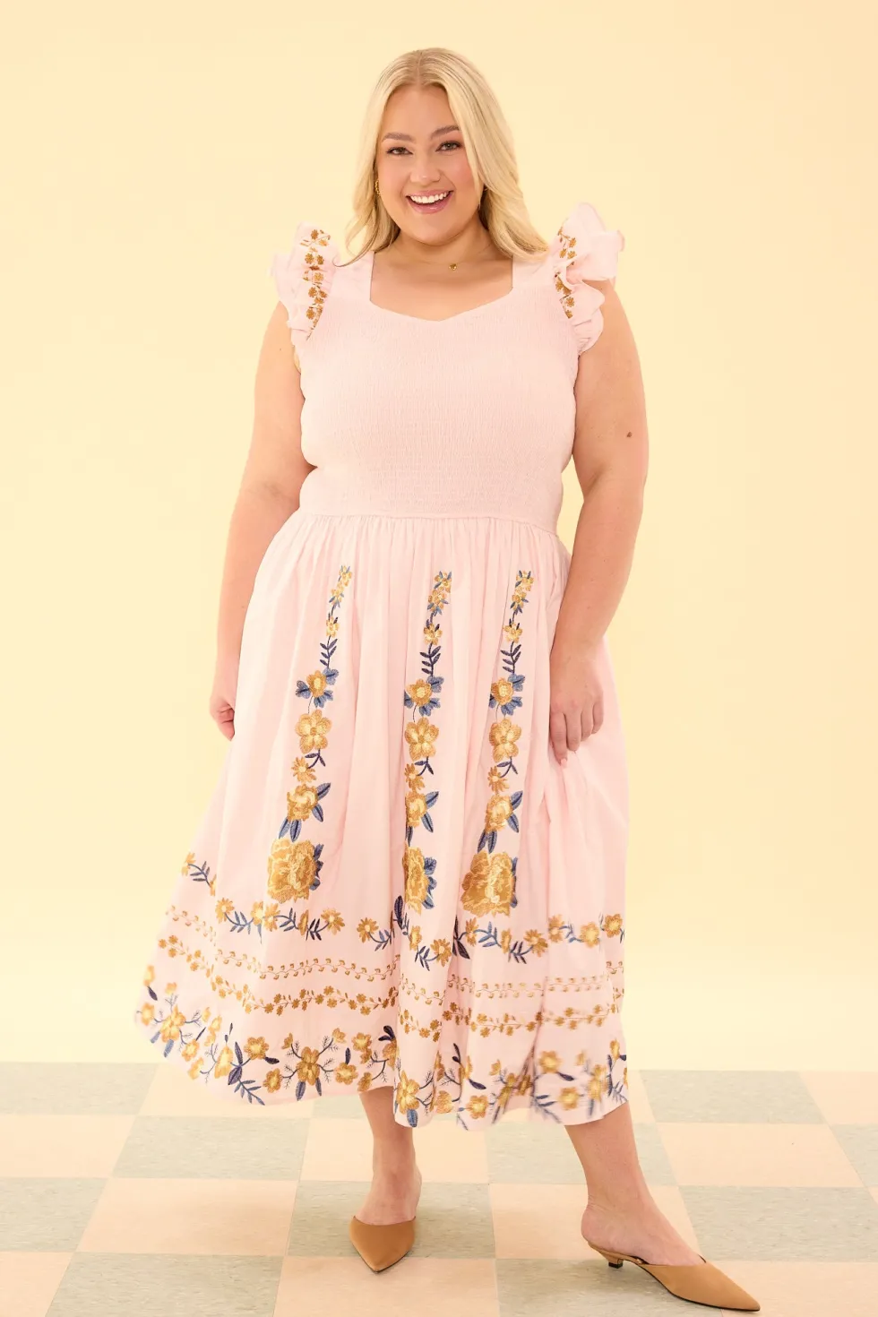 Hattie Dress in Embroidered Spring Floral