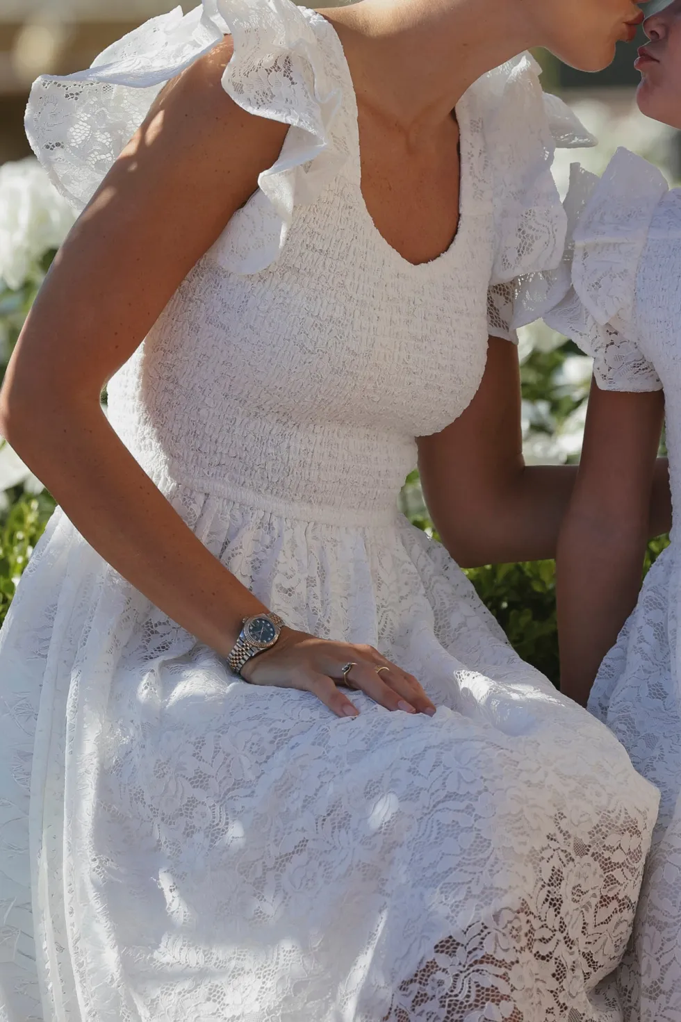 Hattie Dress in White Lace