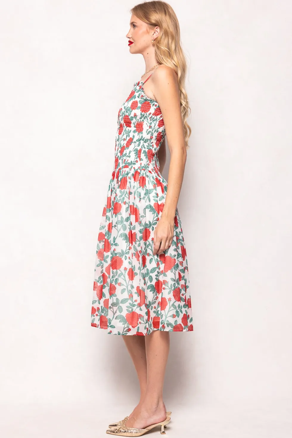 Kimberly Dress in Red Roses