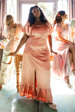 Maddie Dress in Apricot Crush Satin