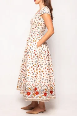 Marlow Cap Sleeve Dress in Cream Ditsy Floral