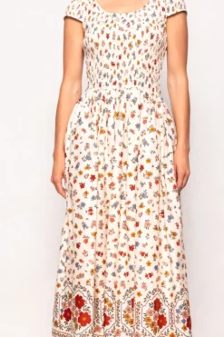 Marlow Cap Sleeve Dress in Cream Ditsy Floral