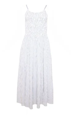 Maxwell Dress in Blue & White Pinstripe