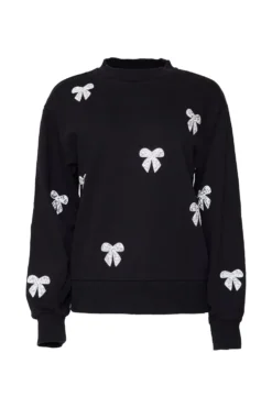 Micah Crew Neck Sweatshirt in Black & Bows