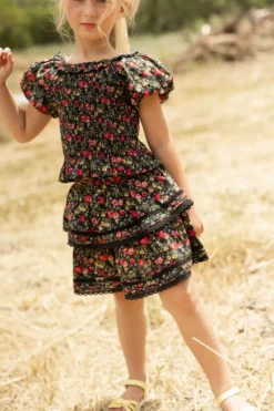 Mini Annalise Skirt in Obsidian Vintage Poppies