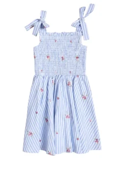 Mini Bluebell Dress in Blue & White Stripes