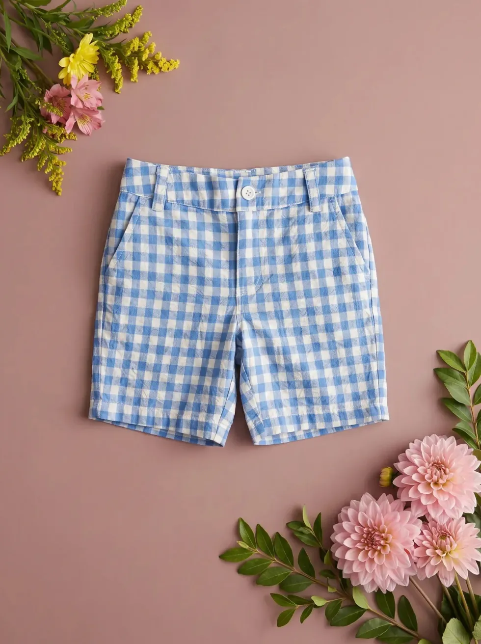 Mini Boys' James Shorts in Blue Gingham
