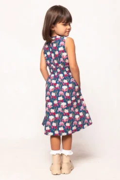 Mini Carly Dress in Navy Pressed Petals