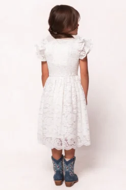 Mini Hattie Dress in White Lace
