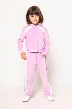 Mini Kailey Velour Track Pants in Pink